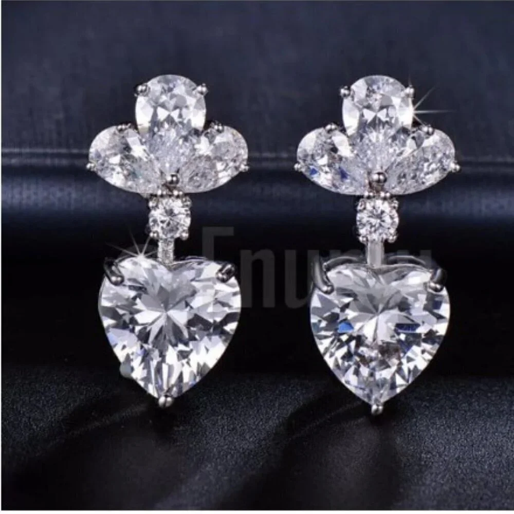 🎁Cute Heart Shaped Zirconia Luxury Imitate Drop Earrings for Women, UNVN12474